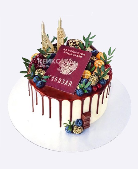Шикарный торт на 14 лет с ягодами и паспортом Шикарный торт на 14 лет с ягодами и паспортом Фото