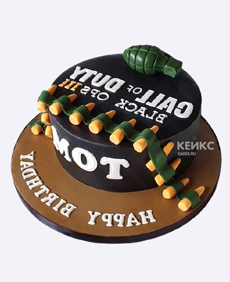 Торт на 23 февраля с гранатой и пулями Торт на 23 февраля с гранатой и пулями Фото