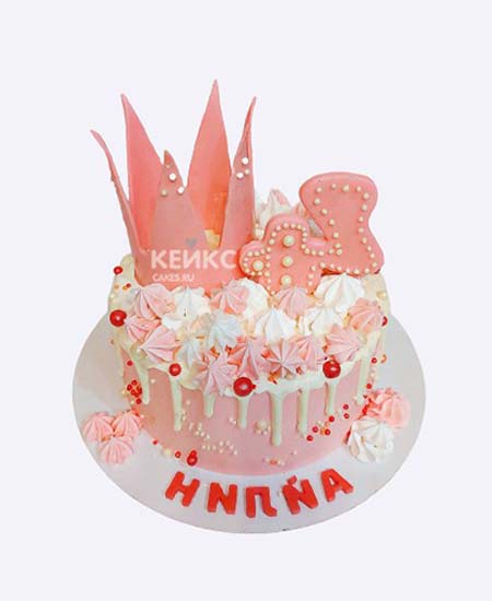 Торт на 4 года с короной и безе Торт на 4 года с короной и безе Фото