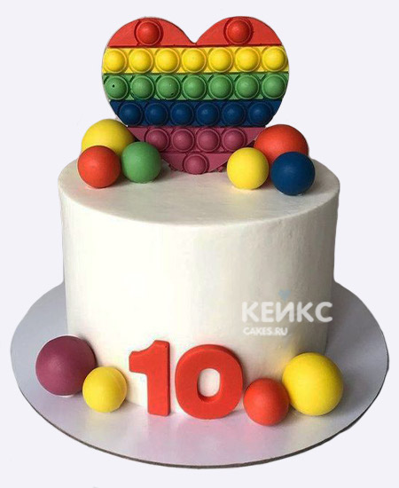 Милый бенто торт девочке на 10 лет с поп ит и шарами Милый бенто торт девочке на 10 лет с поп ит и шарами Фото