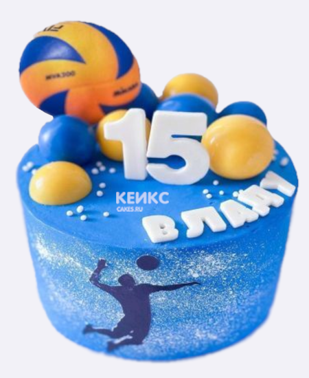 Торт мальчику на 15 лет с волейбольным мячом и цифрой Торт мальчику на 15 лет с волейбольным мячом и цифрой Фото