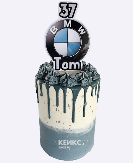 Высокий торт БМВ с фотопечатью и взбитыми сливками Высокий торт БМВ с фотопечатью и взбитыми сливками Фото