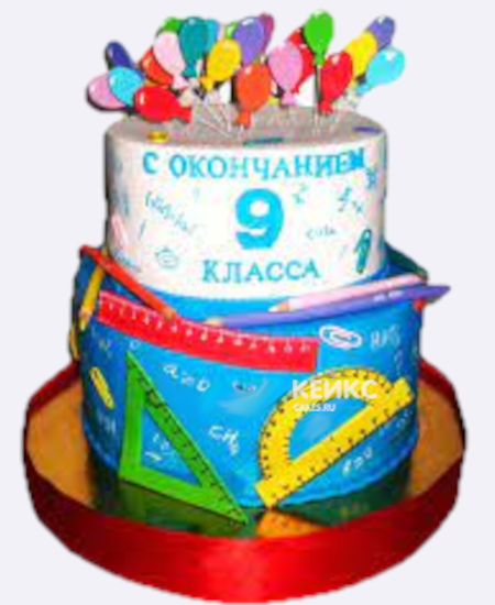 Бело синий торт на выпускной в 9 класс с шариками Бело синий торт на выпускной в 9 класс с шариками Фото