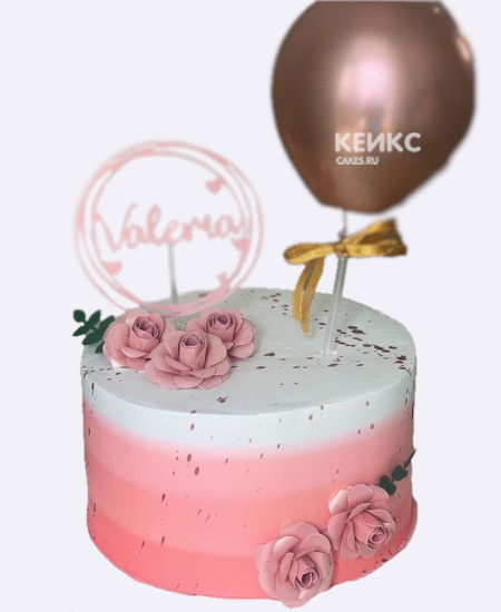 Нежно розовый торт на 9 лет с розами Нежно розовый торт на 9 лет с розами Фото