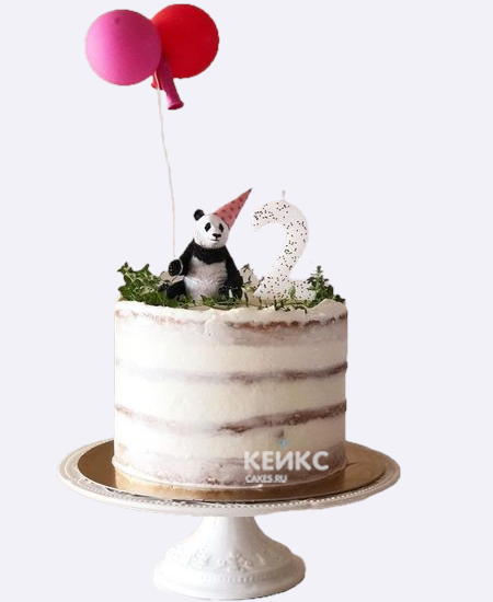 Нежный торт с кремом и фигуркой панды Нежный торт с кремом и фигуркой панды Фото