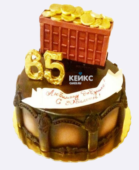 Торт мужчине на 65 лет с золотыми монетами Торт мужчине на 65 лет с золотыми монетами Фото