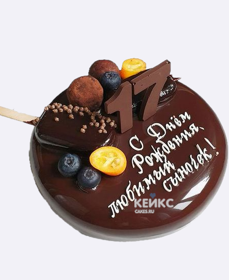 Торт на 17 лет парню зеркальный с шоколадом Торт на 17 лет парню зеркальный с шоколадом Фото