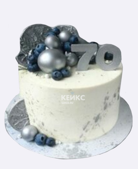 Торт на 70 лет с серебряными шариками Торт на 70 лет с серебряными шариками Фото