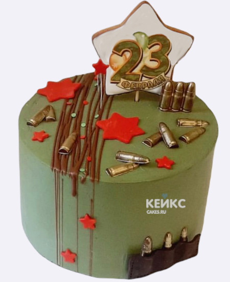 Торт на 23 февраля с пряником и патронами Торт на 23 февраля с пряником и патронами Фото