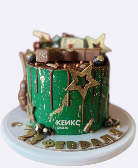 Торт на 23 февраля с шоколадом и звездами Торт на 23 февраля с шоколадом и звездами Фото