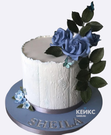 Торт на 8 марта с синими розами Торт на 8 марта с синими розами Фото