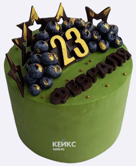 Зеленый торт с ягодами на 23 февраля Зеленый торт с ягодами на 23 февраля Фото