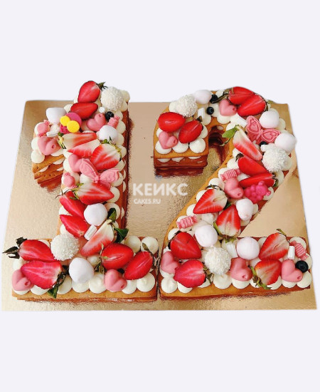 Торт цифра 12 с клубникой Торт цифра 12 с клубникой Фото