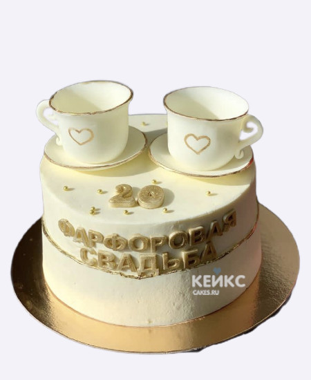 Нежный торт на фарфоровую свадьбу Нежный торт на фарфоровую свадьбу Фото