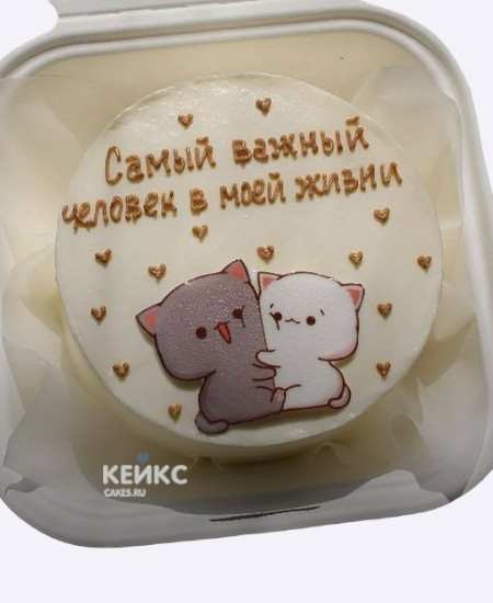 Очаровательный бенто-торт парню с сердечками и котиками Очаровательный бенто-торт парню с сердечками и котиками Фото