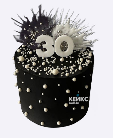 Черный торт с жемчужинами на 30 лет Черный торт с жемчужинами на 30 лет Фото