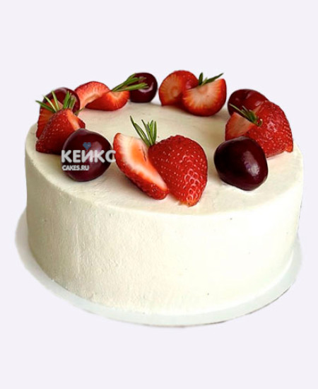 Постный торт с клубникой и черешней Постный торт с клубникой и черешней Фото