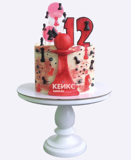 Яркий торт шахматы на 12 лет Яркий торт шахматы на 12 лет Фото