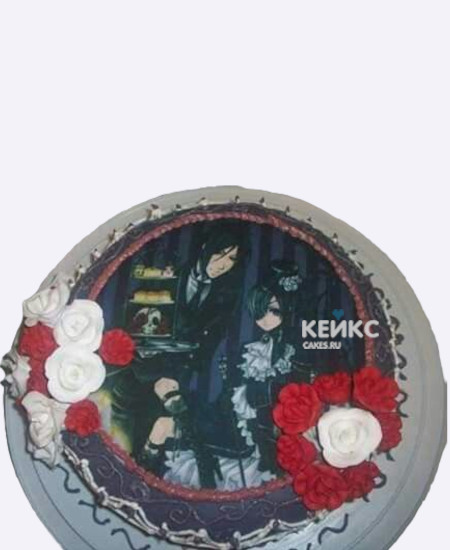 Красивый кружевной торт на день рождения аниме Темный дворецкий Красивый кружевной торт на день рождения аниме Темный дворецкий Фото