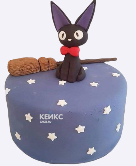 Торт на день рождения с метлой и котиком аниме Служба доставки Кики Торт на день рождения с метлой и котиком аниме Служба доставки Кики Фото