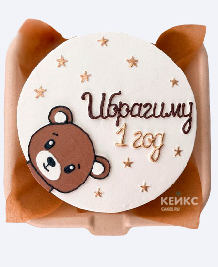 Детский бенто торт с медведем на 1 год Детский бенто торт с медведем на 1 год Фото
