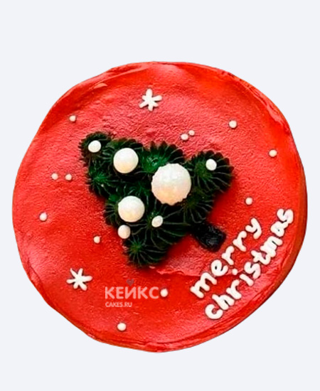 Красный бенто торт на новый год с елкой и снежинками Красный бенто торт на новый год с елкой и снежинками Фото