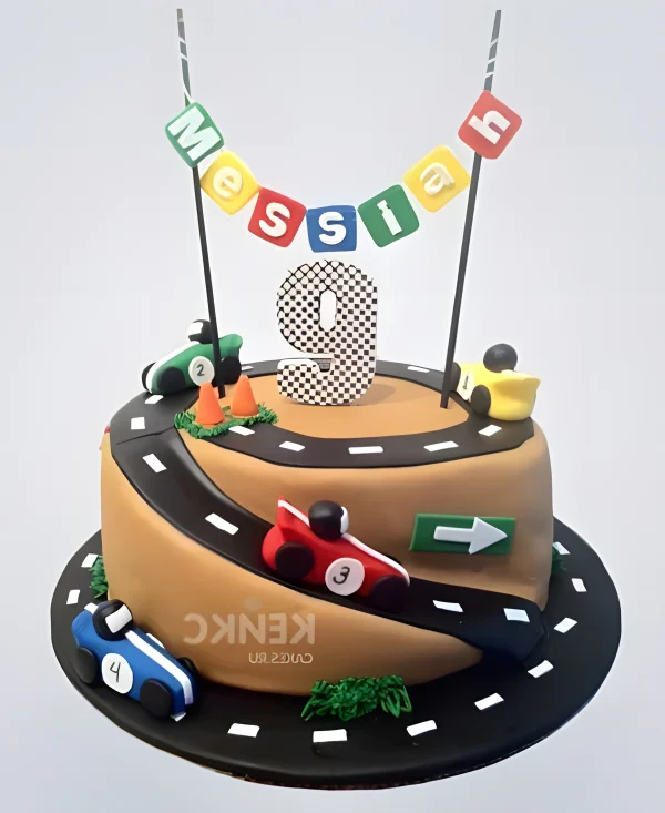 Торт с машинками на 9 лет мальчику Фото