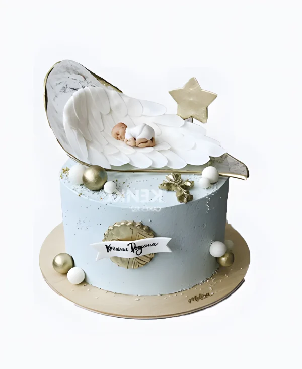 Стильный торт со звездами и крестом Фото