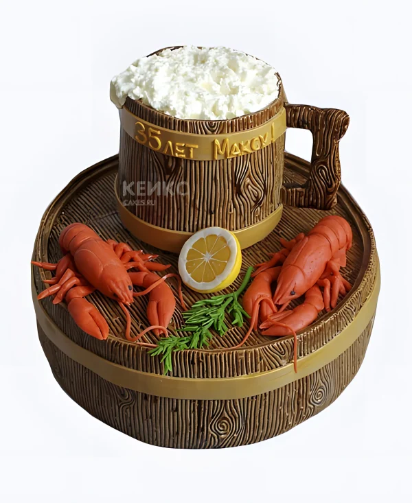 Торт пиво с раками на 35 лет Фото