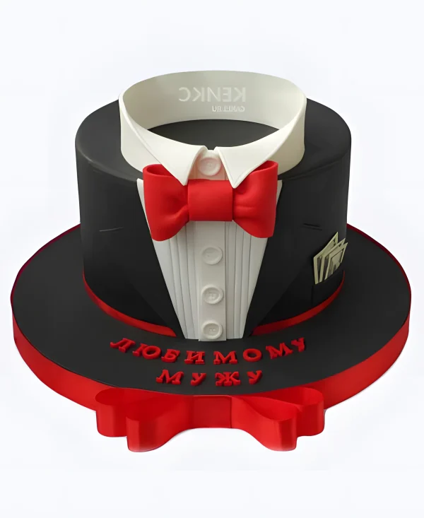 Мужской торт рубашка с бабочкой Фото