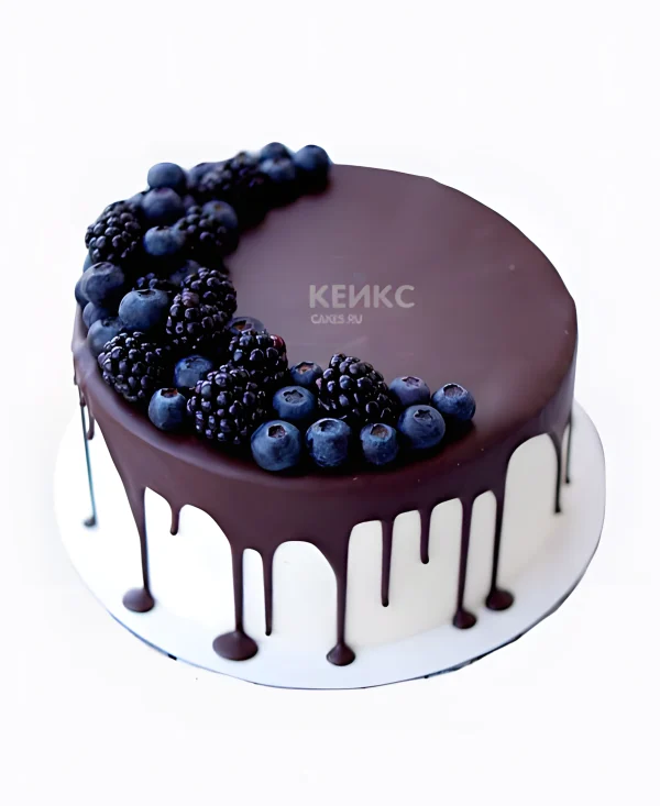Торт с ежевикой и голубикой Фото