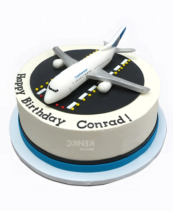 Торт самолёт на взлётной полосе Фото