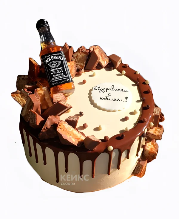 Торт украшенный виски на день рождение мужу Фото