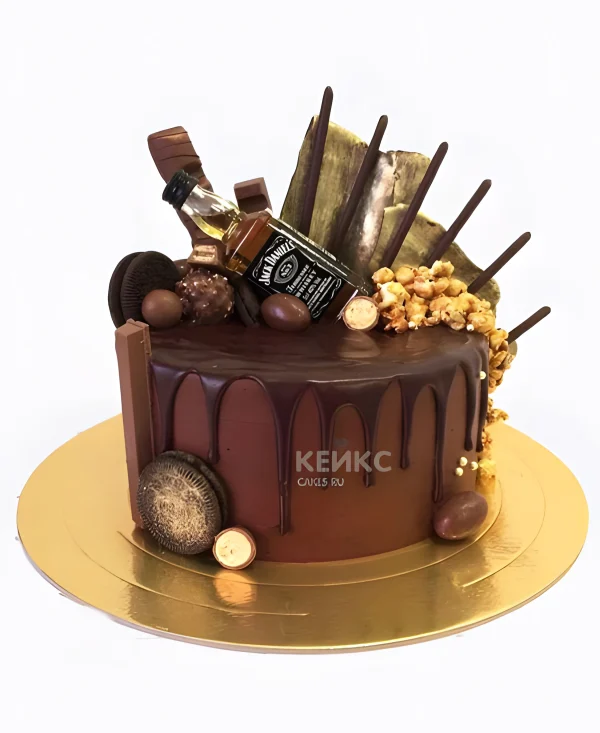 Торт виски джек дениелс с шоколадом и попкорном Фото