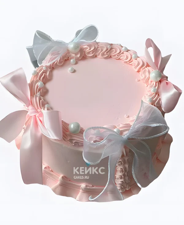 Очаровательный торт девочке с бантиками Фото