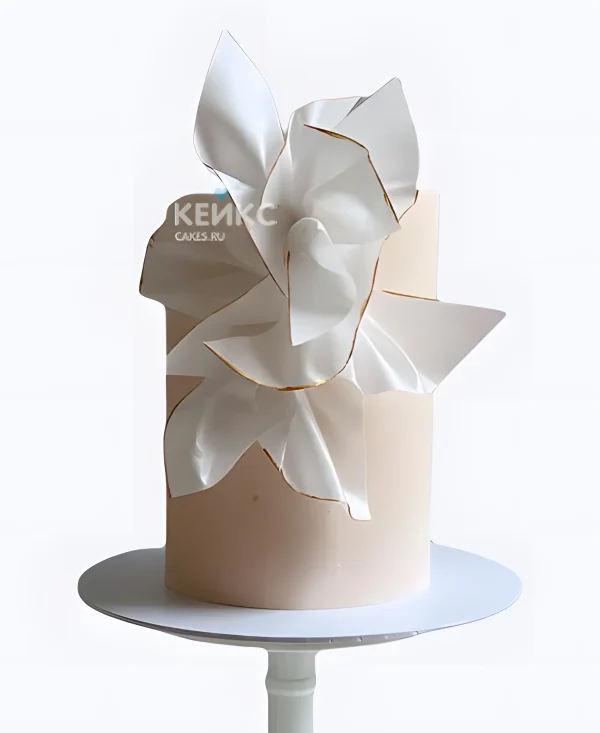 Персиковый свадебный торт в стиле минимализм Фото