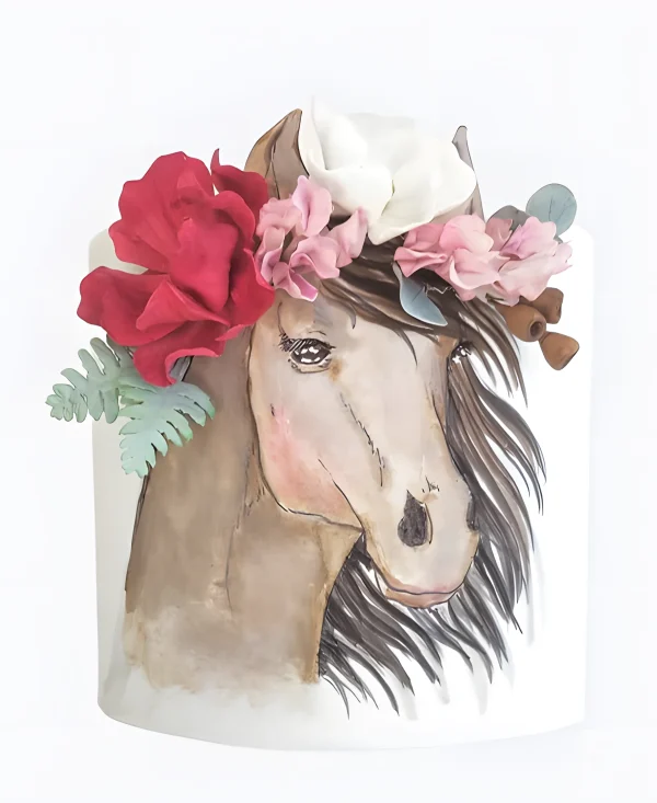 Торт Лошадь с венком в гриве Фото