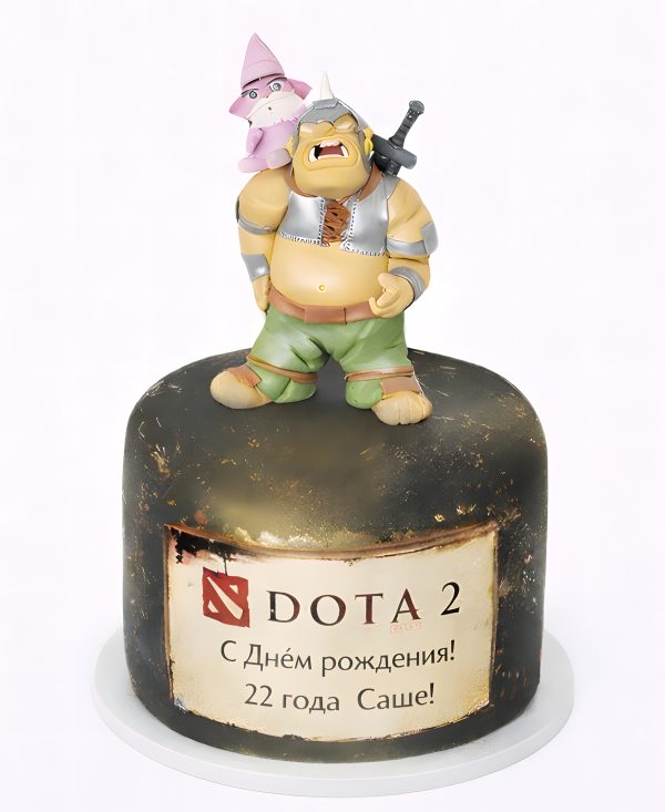 Торт Дота 2 с фигуркой персонажа игры Фото