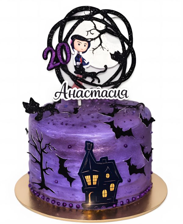 Фиолетовый торт с летучими мышами Фото