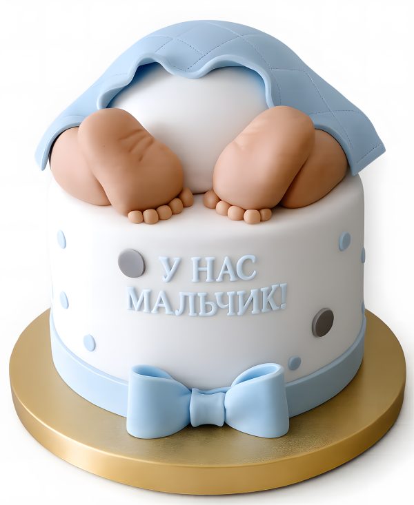 Голубой торт на день рождения мальчика Фото