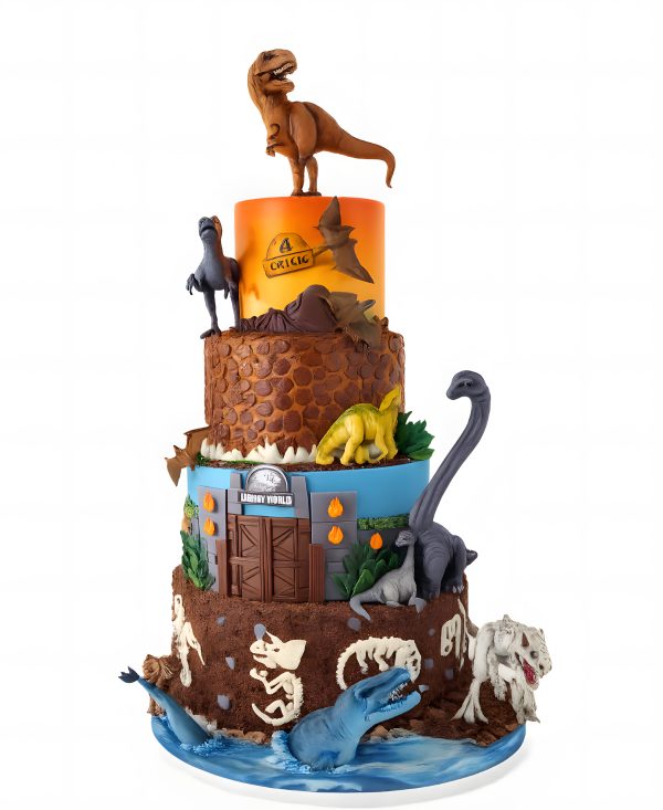 Креативный многоярусный торт Динозавры Фото