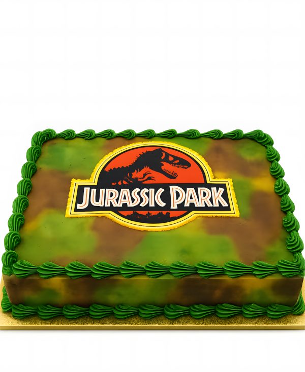 Прямоугольный торт по тематике Юрского периода Фото