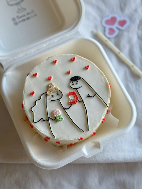 Бенто-торт с молодоженами Фото