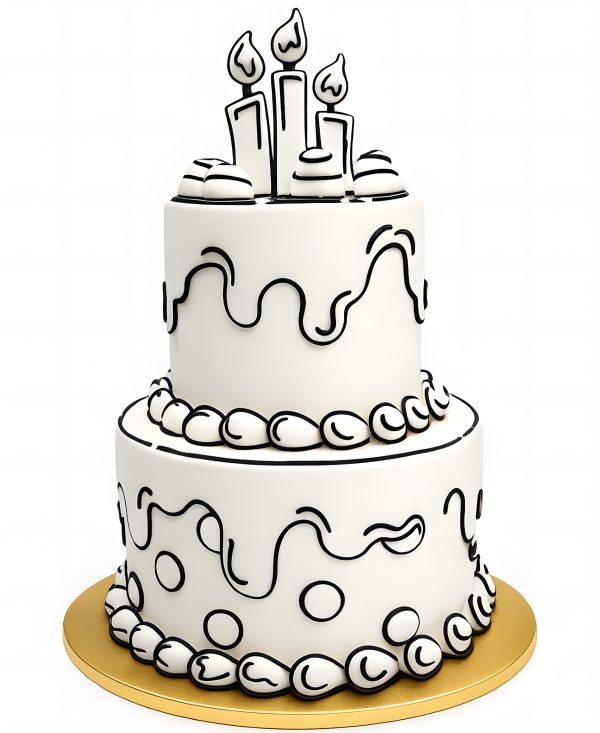 Двухъярусный белый торт комикс Фото