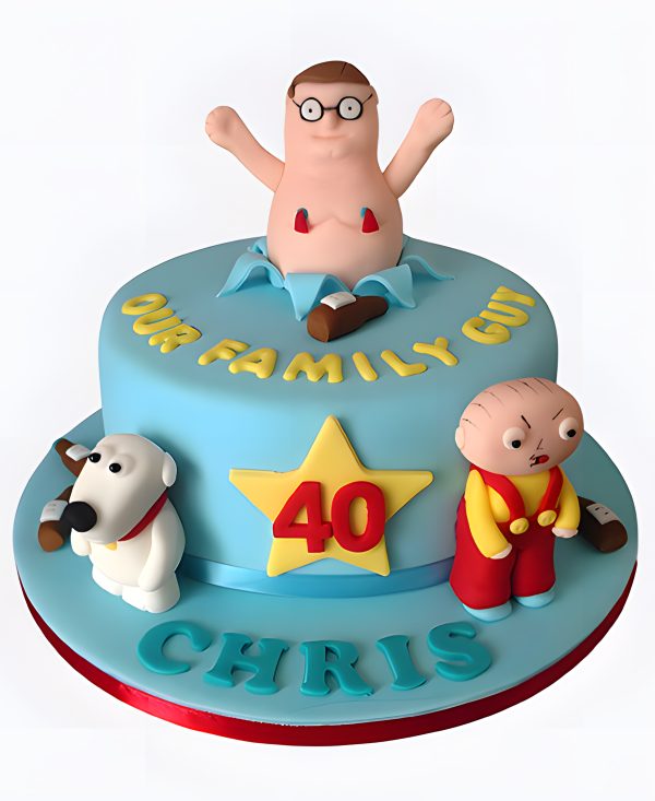 Голубой торт с персонажами Гриффины Фото