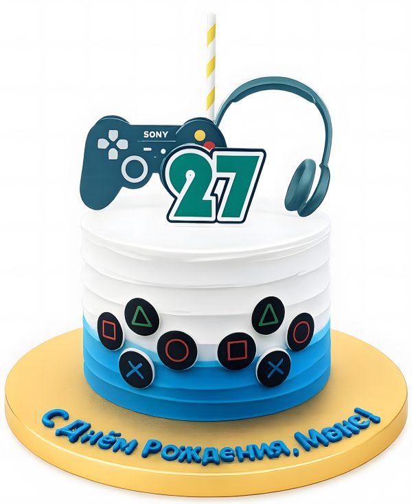 Кремовый торт на 27 лет Фото