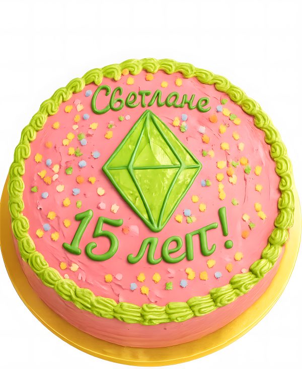 Минималистичный торт по тематике Симс4 Фото