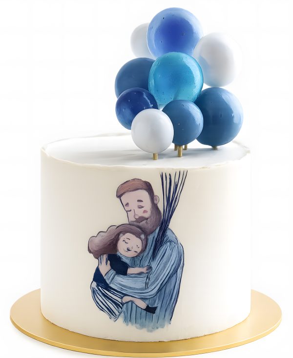 Минималистичный торт с карамельными и шоколадными шарами Фото