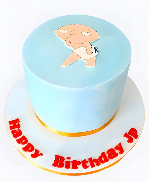 Нежно-голубой торт с фотопечатью Стьюи Фото