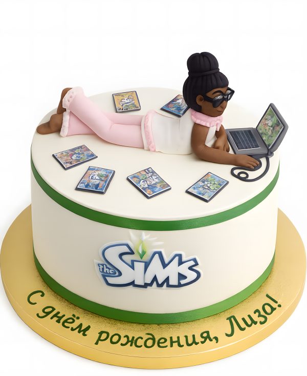 Светло-зеленый торт с фигуркой мужчины Фото